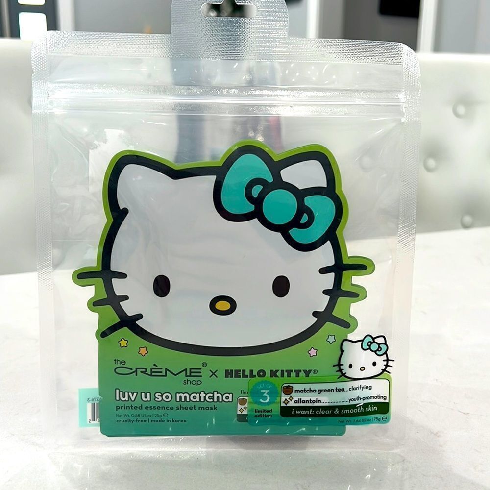 LIMITED EDITION Crème Shop x Hello Kitty Luv U So Matcha Sheet Mask (3 Pack)